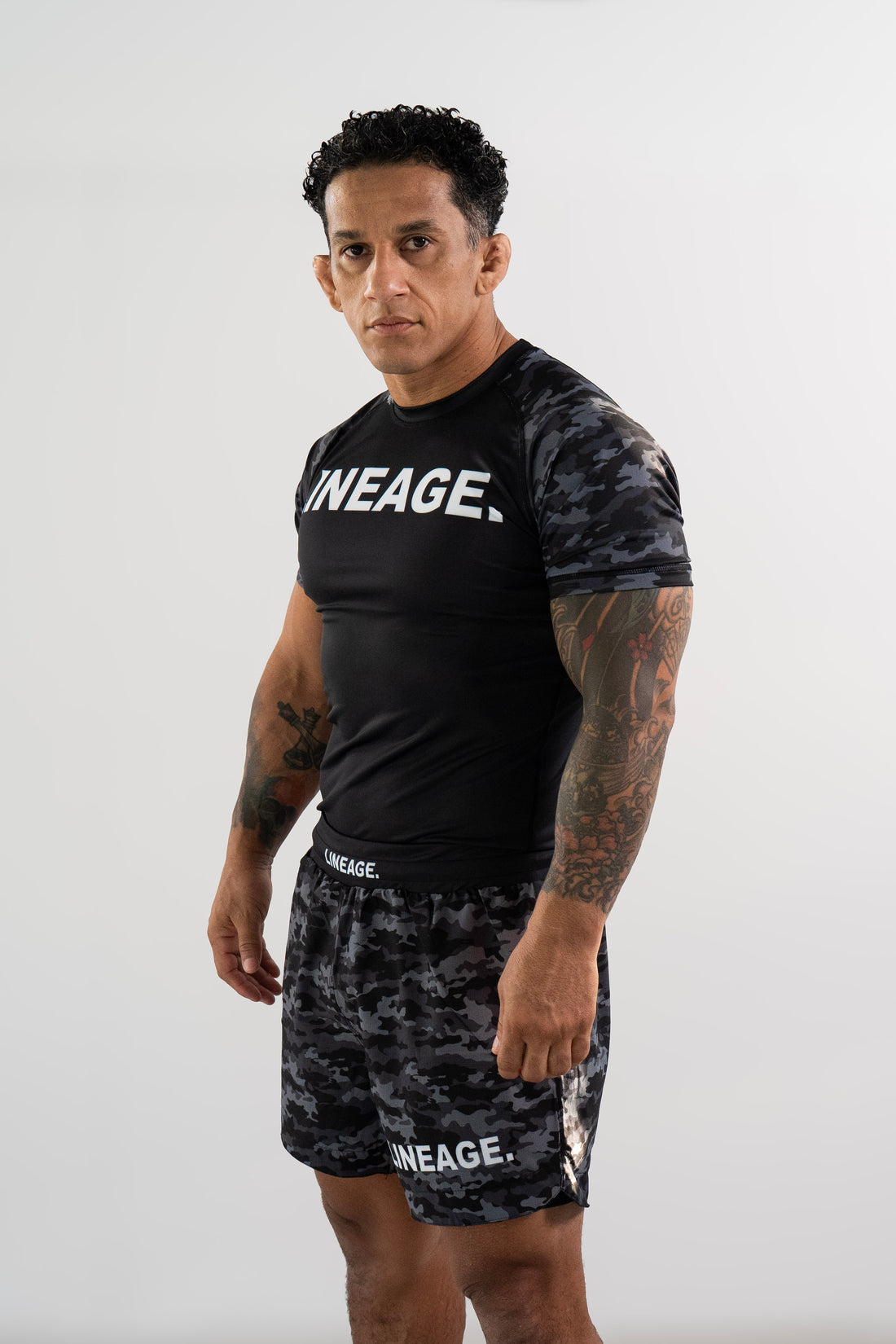 Men's Rash Guard Top — Black Camo