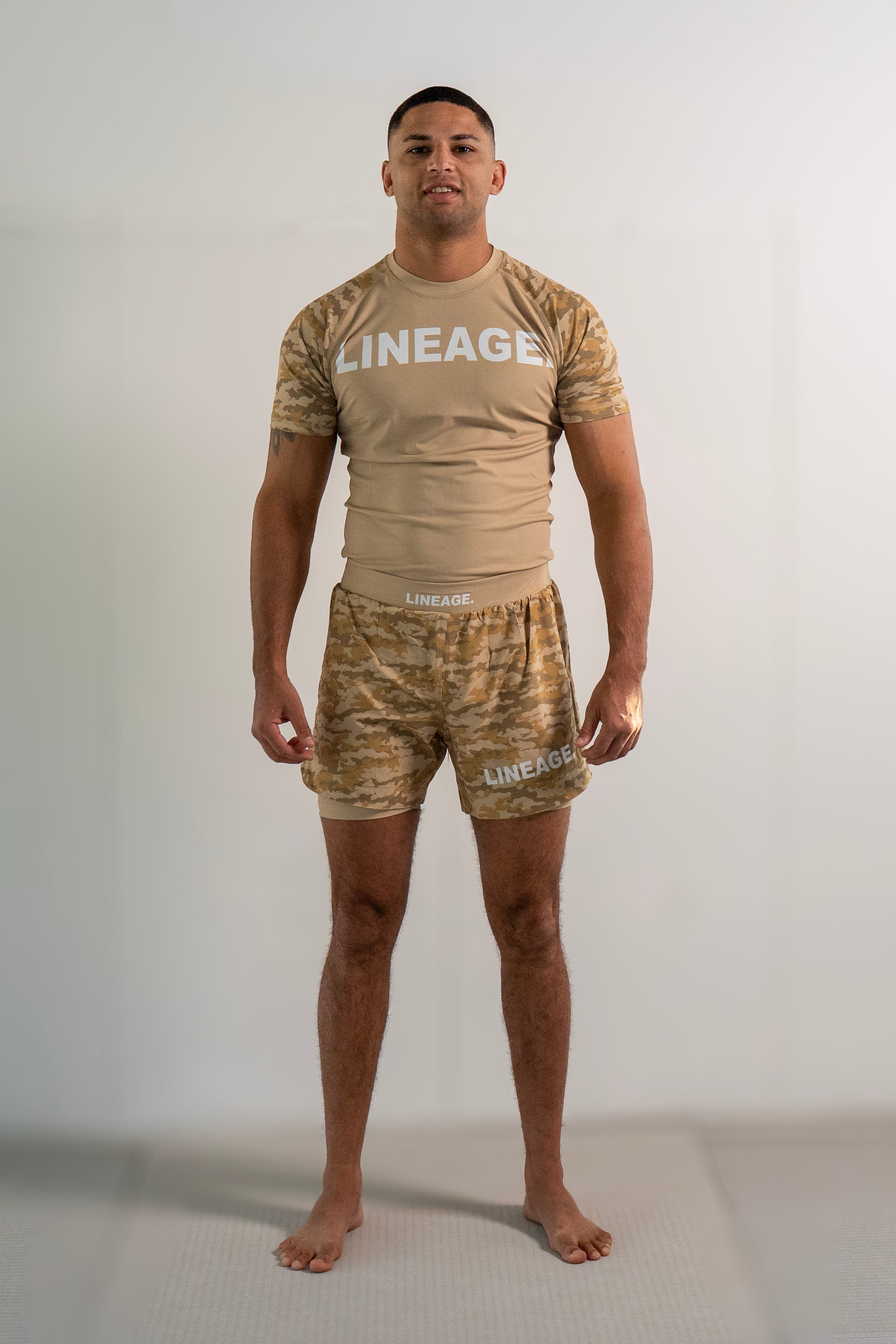 Men's Rash Guard Top — Beige Camo