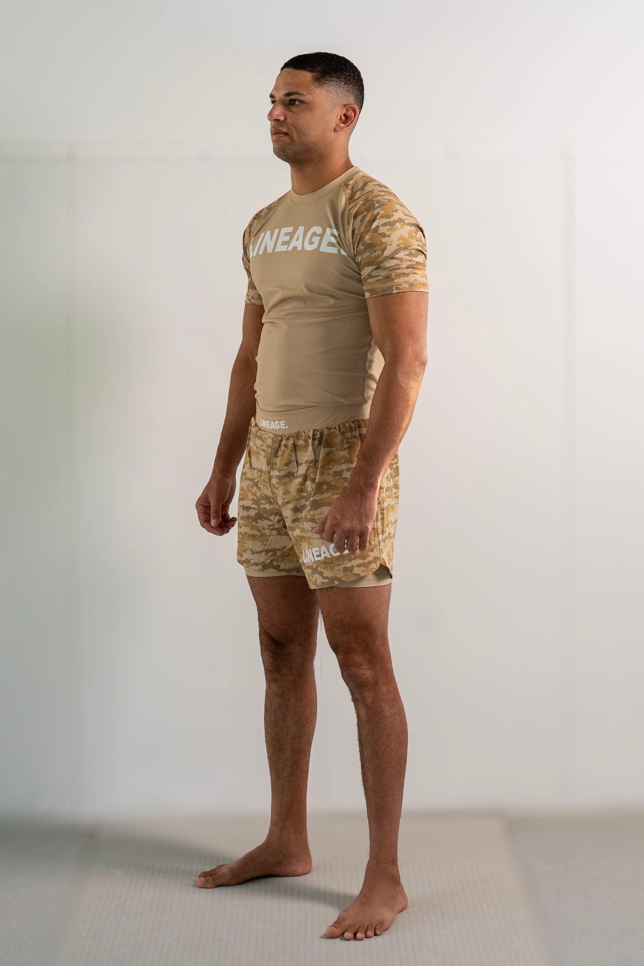 Men's Rash Guard Top — Beige Camo