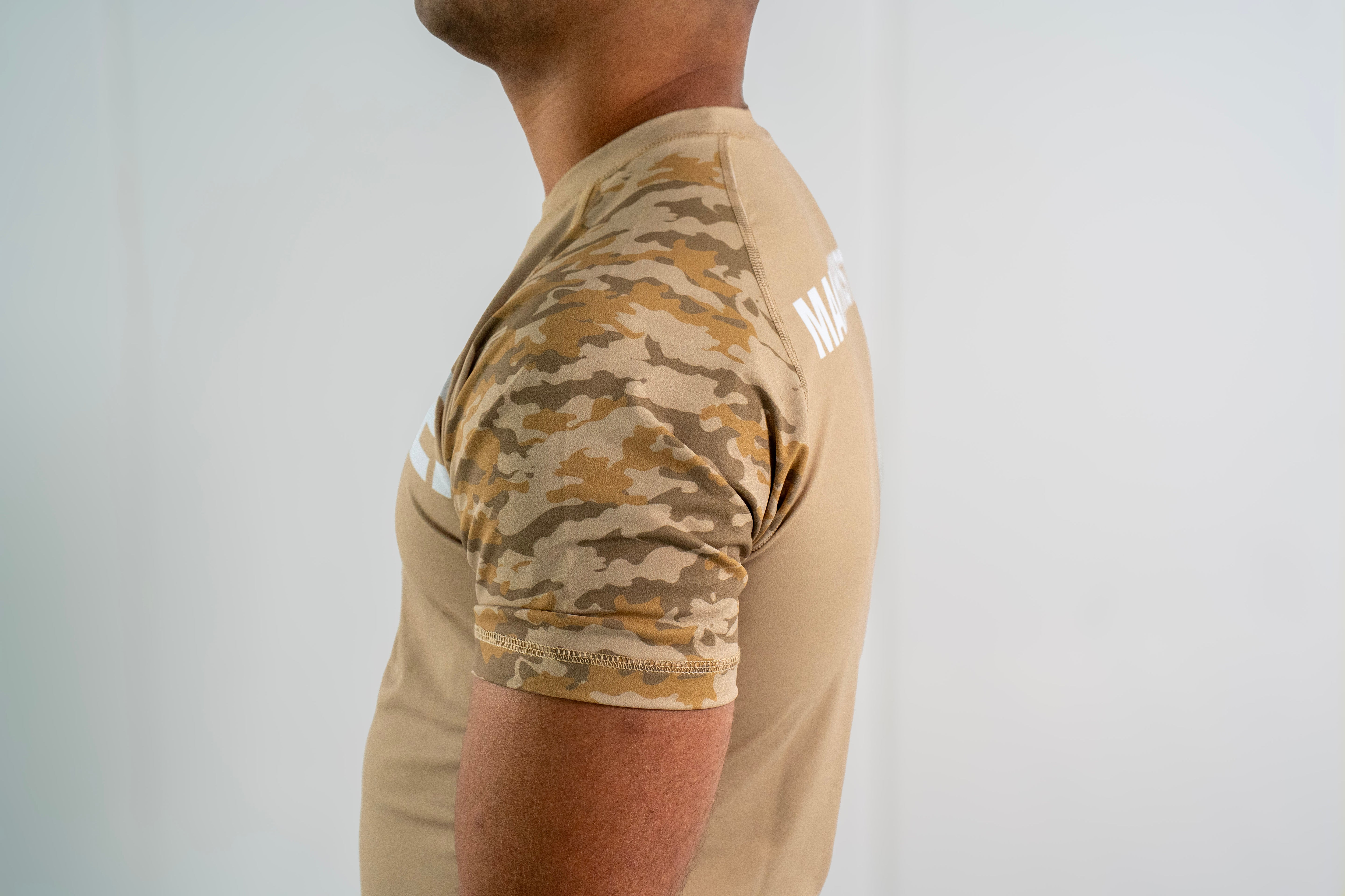 Men's Rash Guard Top — Beige Camo