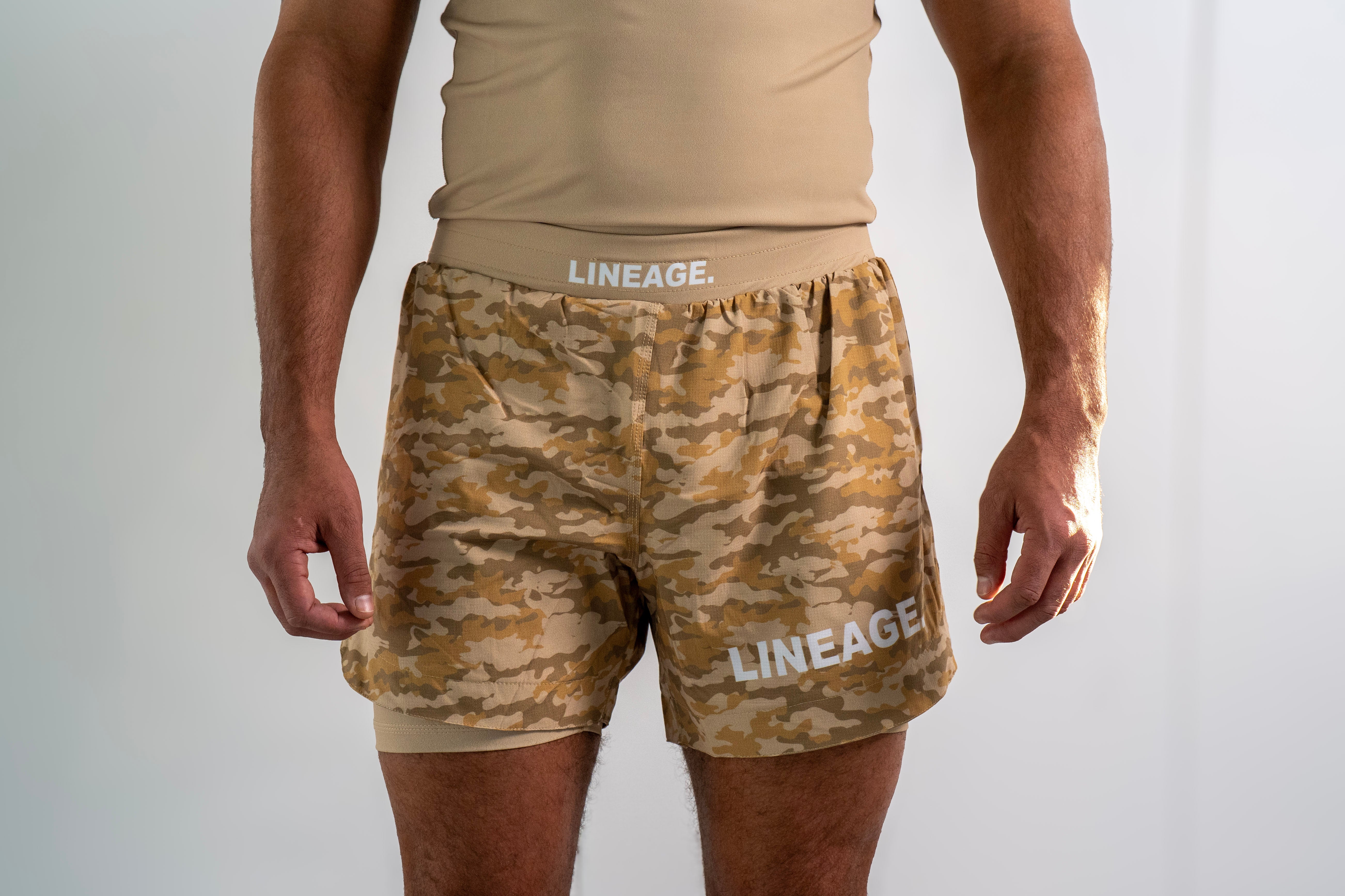 Men's No-GI Shorts — Beige Camo