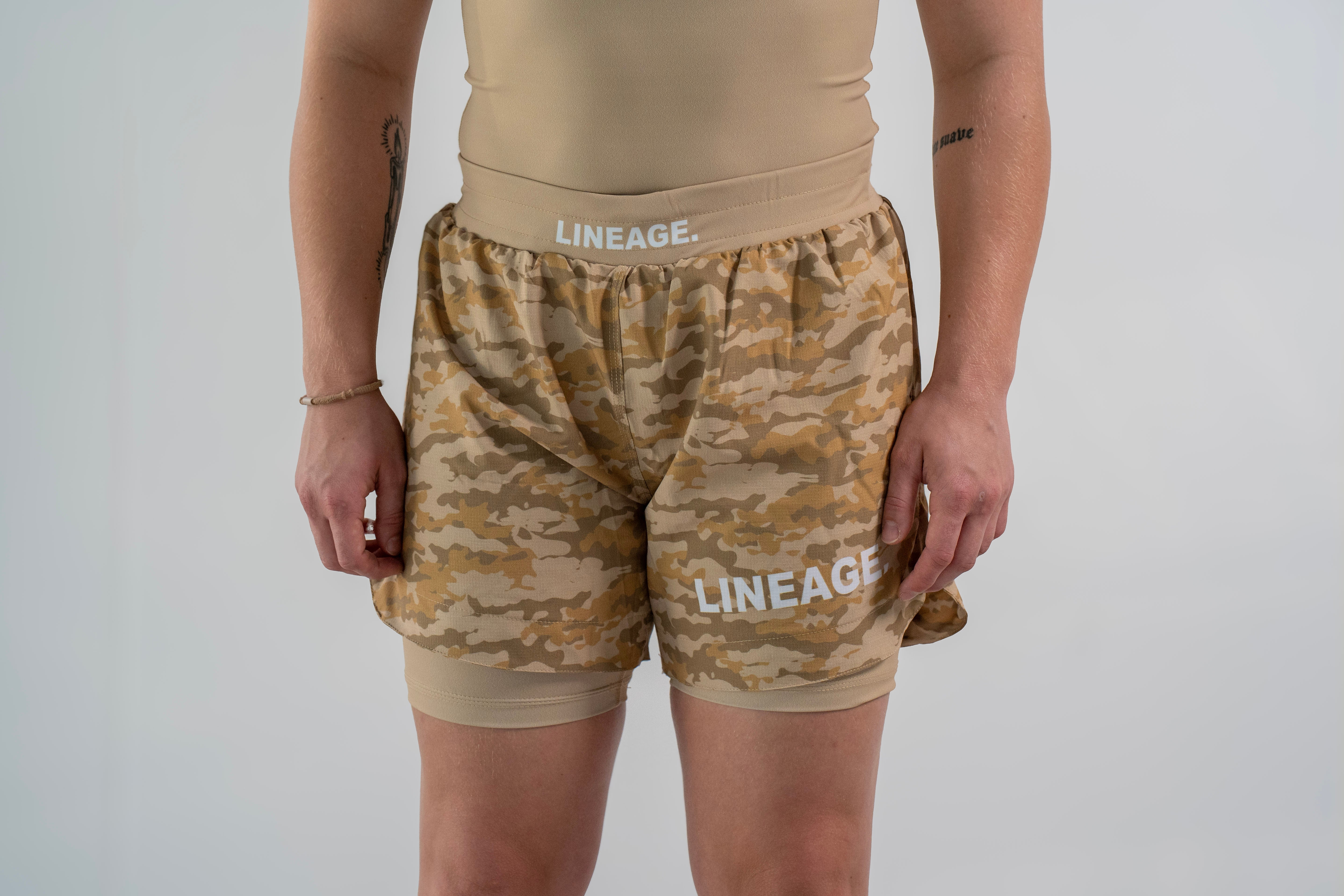 Women's No-GI Shorts — Beige Camo