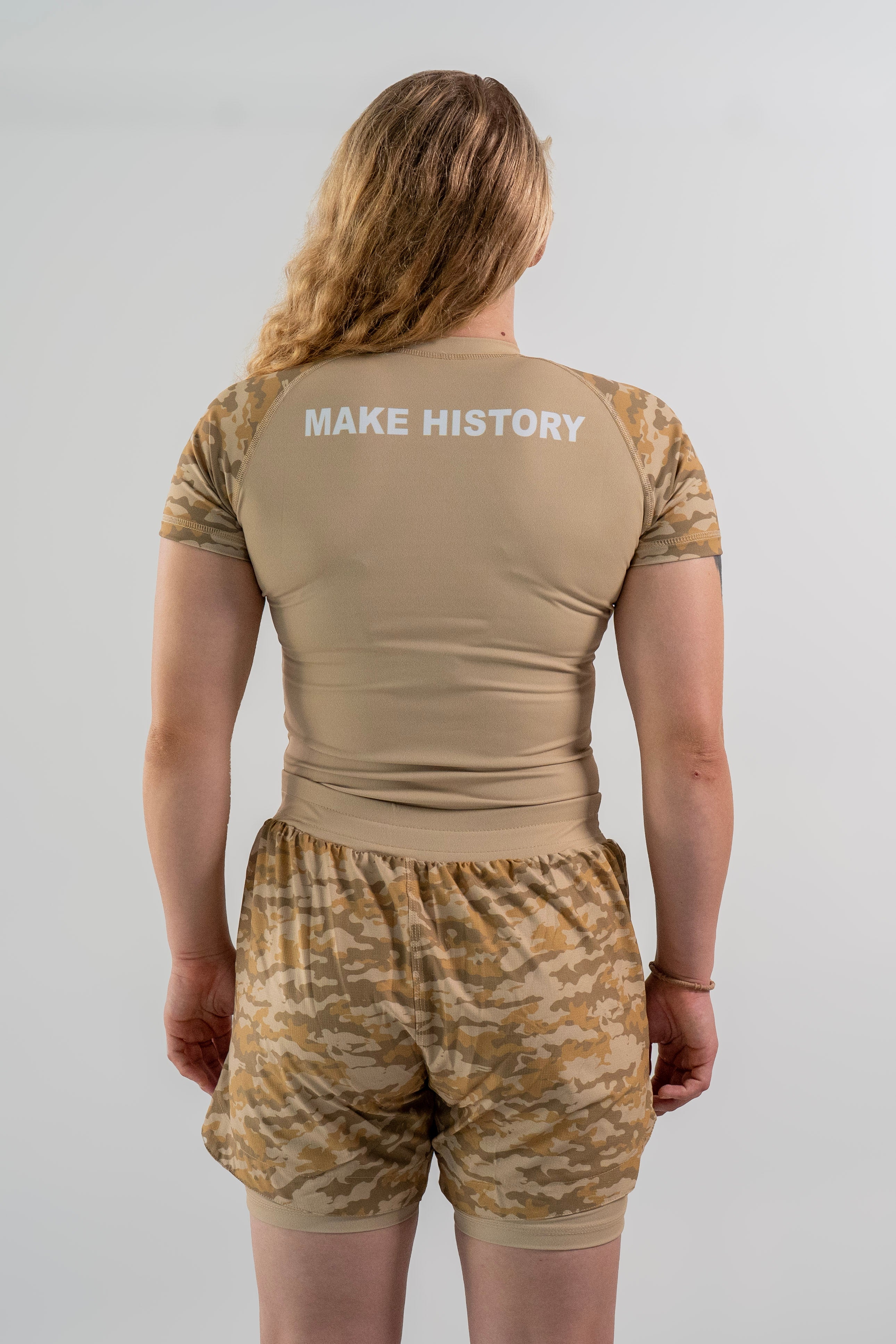 Women's Rash Guard Top — Beige Camo