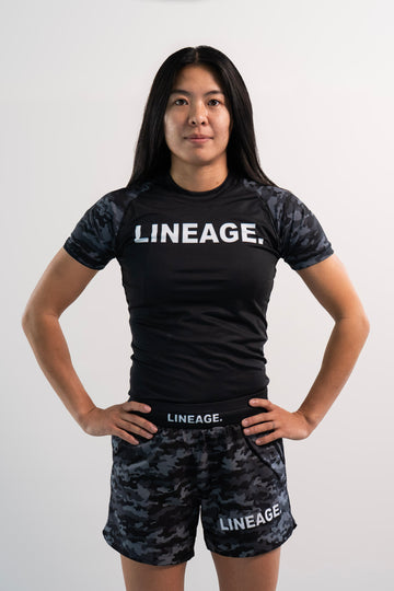 Women's Rash Guard Top — Black Camo