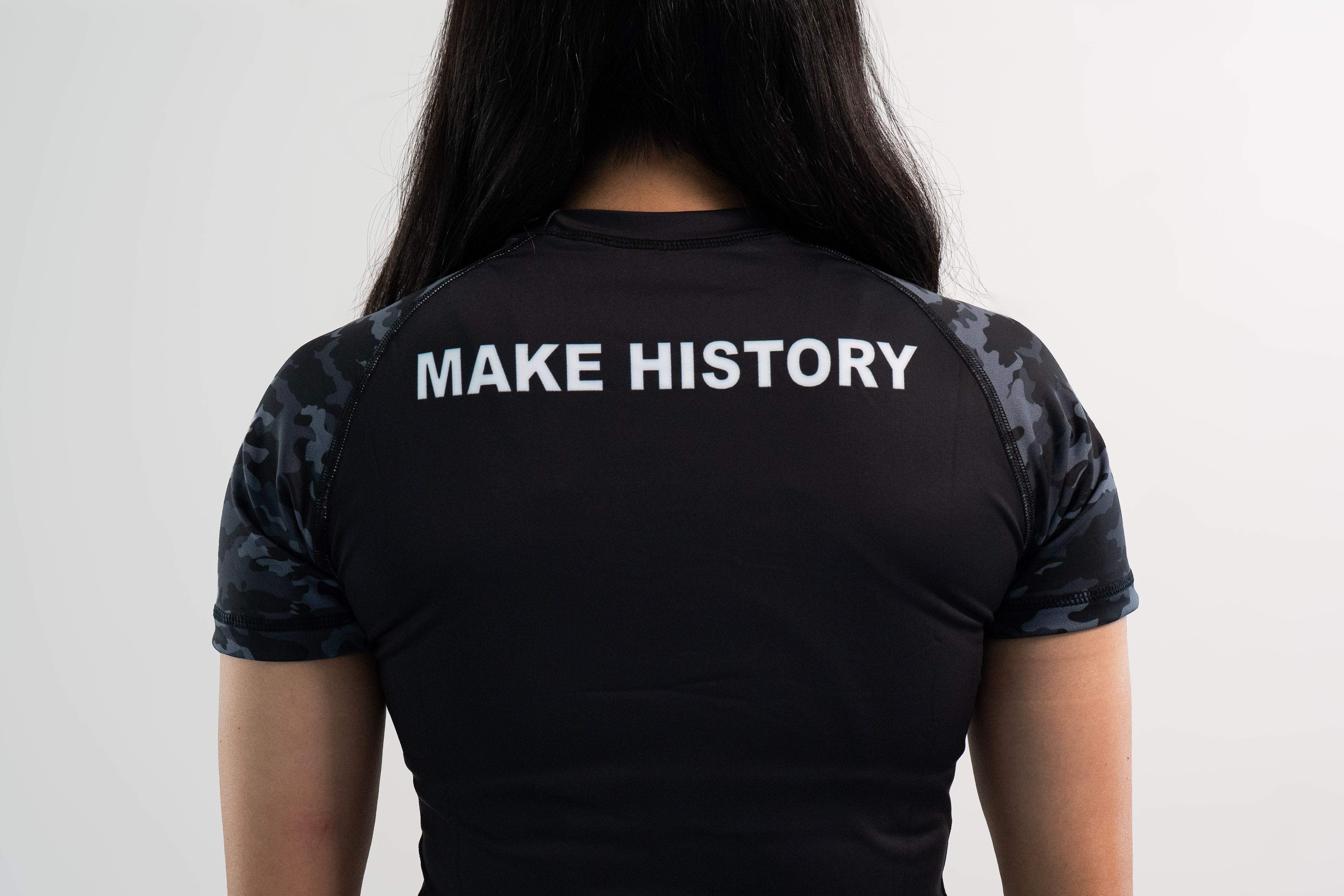 Women's Rash Guard Top — Black Camo
