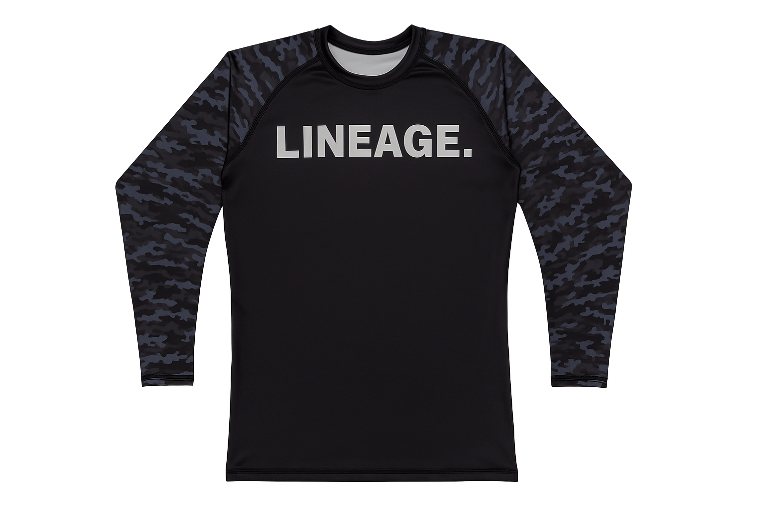 Men's Rash Guard Top — Long Sleeve Black Camo