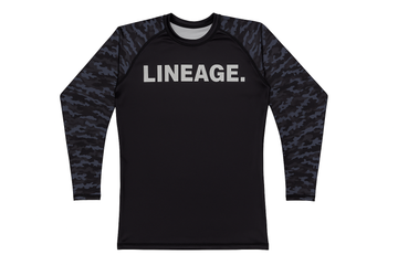 Men's Rash Guard Top — Long Sleeve Black Camo