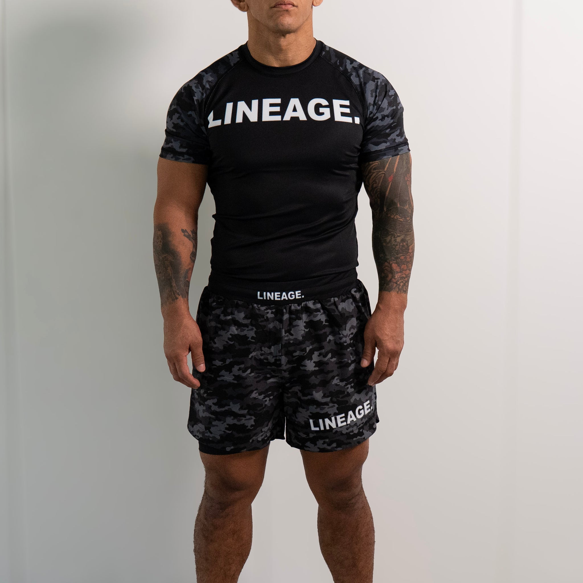Men's Rash Guard Top — Black Camo