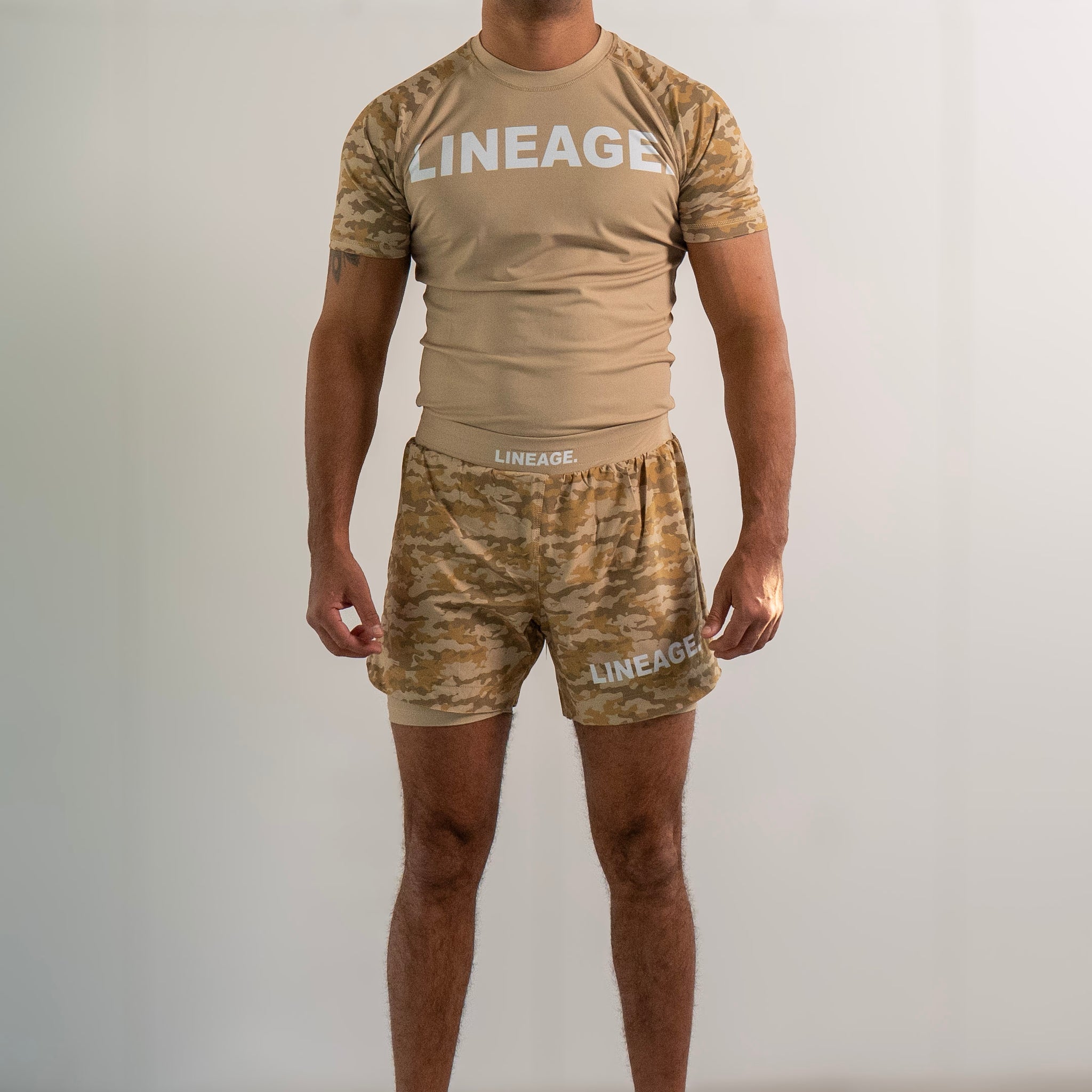 Men's Rash Guard Top — Beige Camo