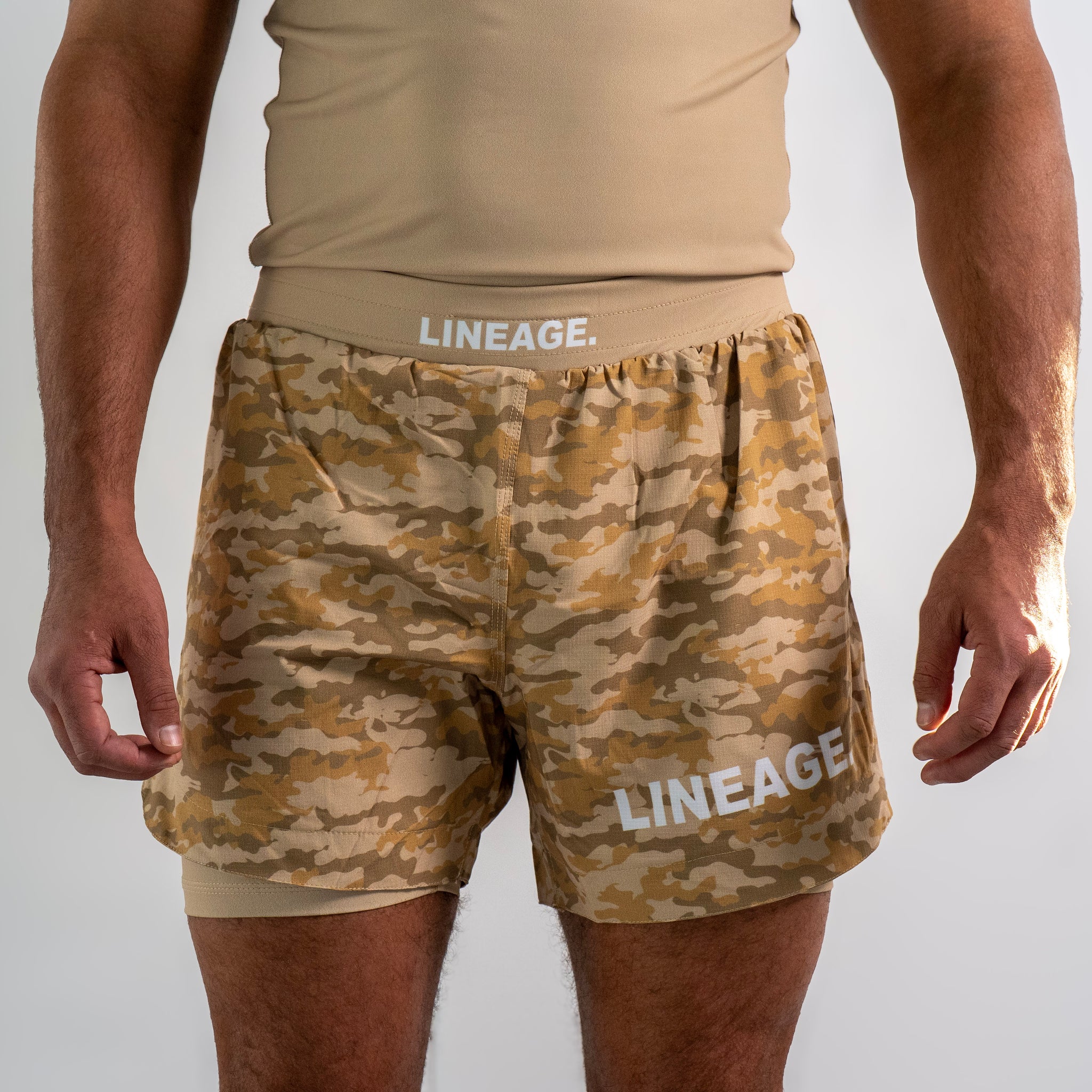 Men's No-GI Shorts — Beige Camo