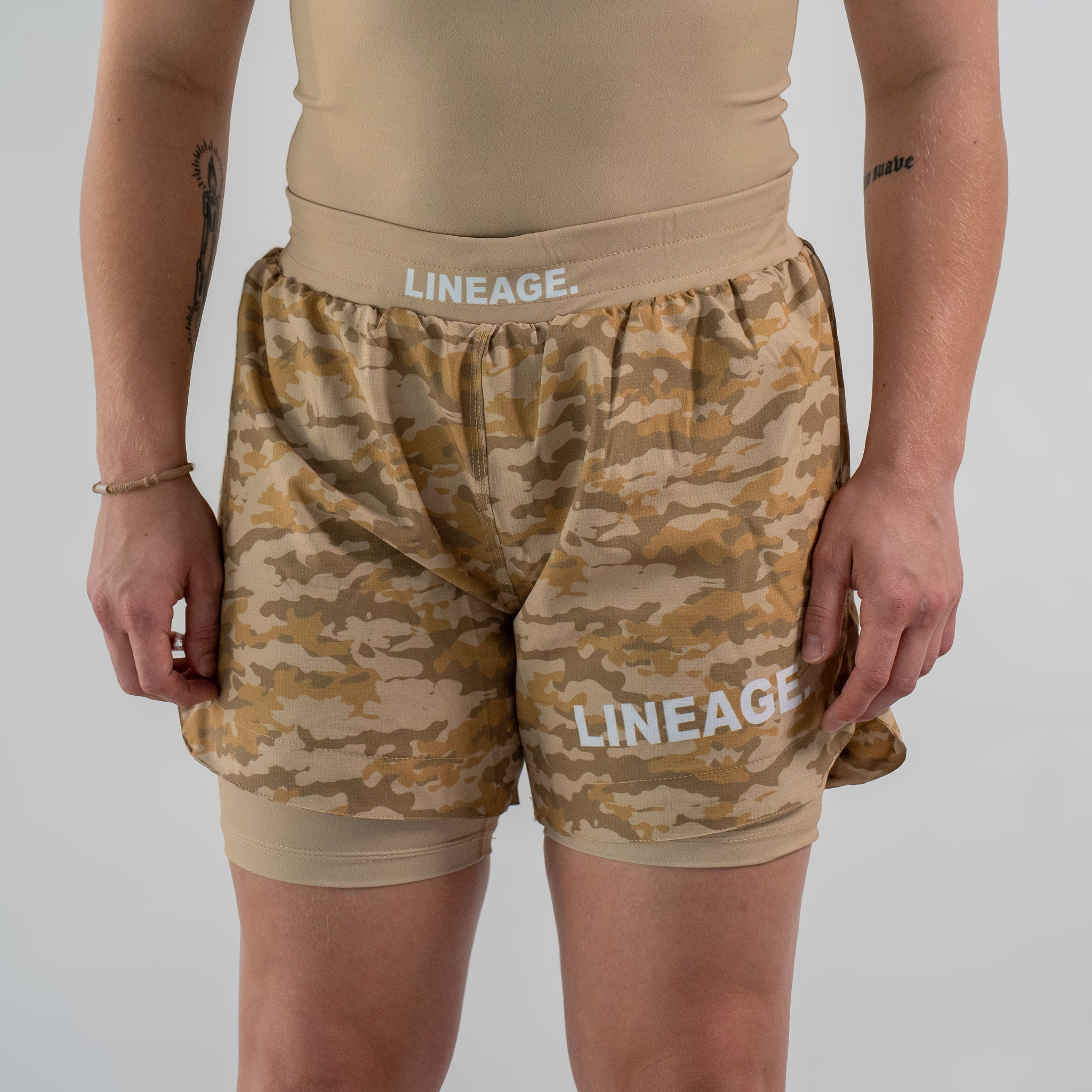 Women's No-GI Shorts — Beige Camo