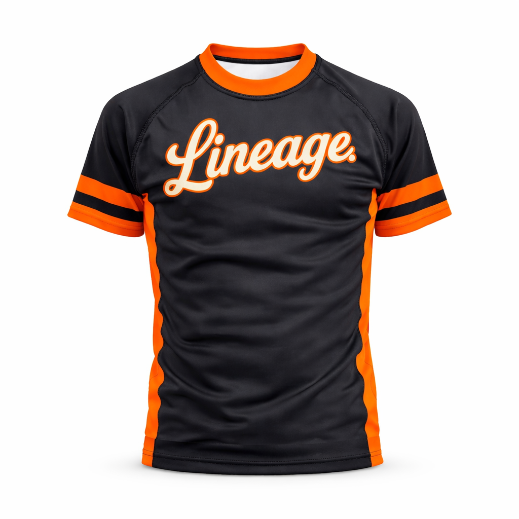 Adult Ranked Rash Guard Top — Orange/Black