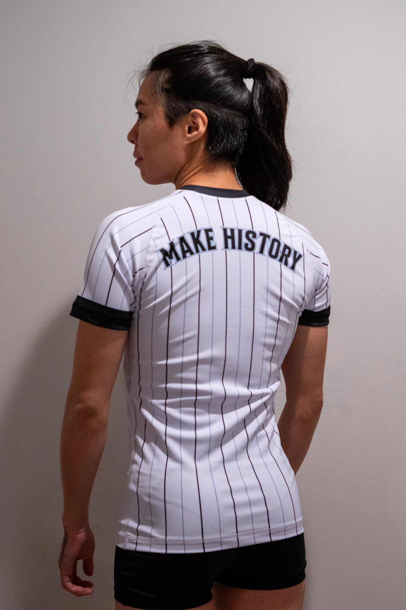 Rash Guard Top — White Pinstripe