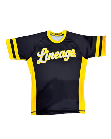 Kids Ranked Rash Guard Top — Orange/Black